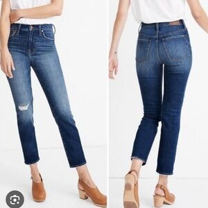 Madewell the perfect vintage crop high-rise jeans medium wash stretch women's 27